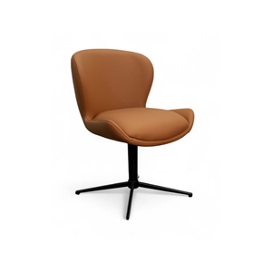 Nicklas spisebordsstol m/ drejefunktion - Returdrej - Light Brown semianilin læder - Stærk pris